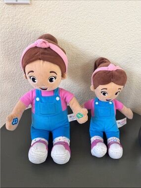 Mrs Rachel Pink & Blue Plush Dolls Pair - Soft Overalls Toys